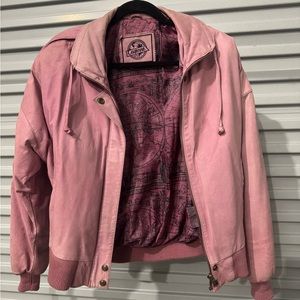 Vintage Rare pink Cayenne leather suede jacket bomber jacket size small women’s